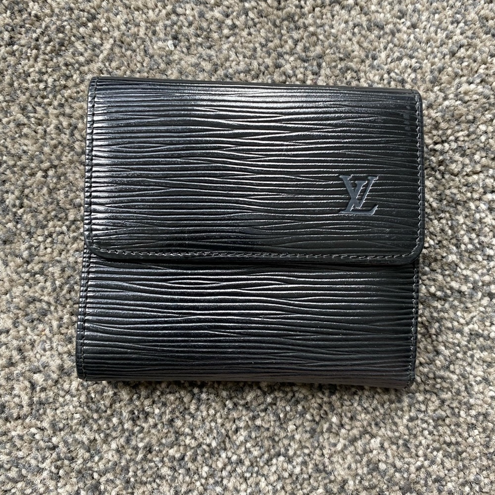 Black Epi Leather compact wallet